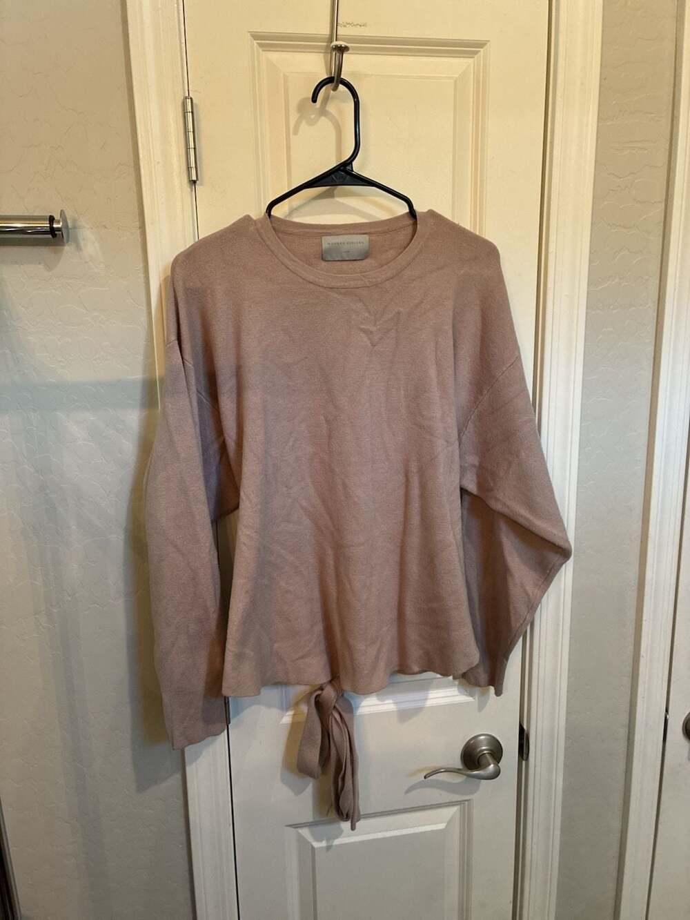 Modern Citizen Long Sleeve Crew Neck Tie-Hem Knit Pullover Sweater